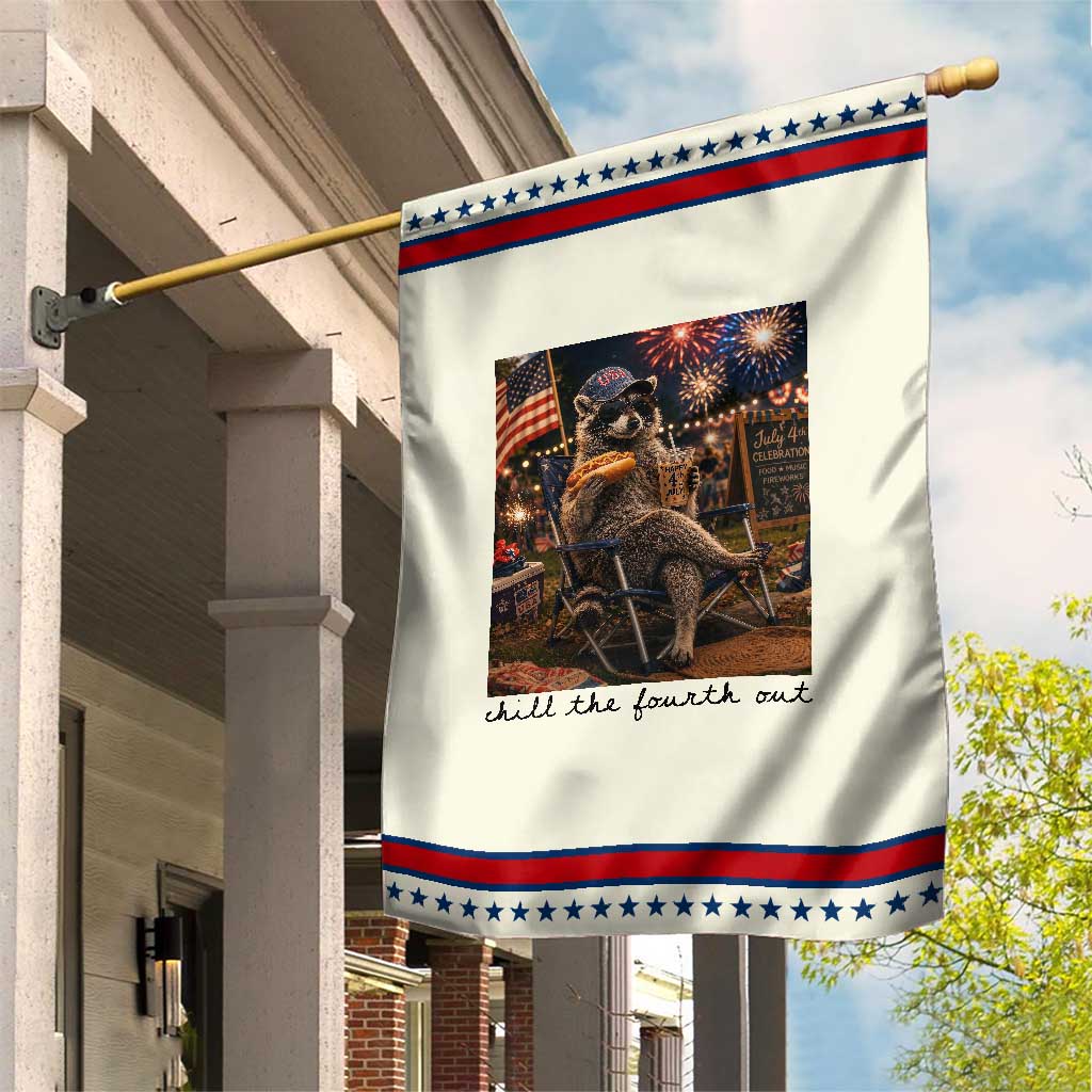 4th of July Raccoon Patriotic Garden Flag Chill The Fourth Out TS14 Modern Beige Red Print Your Wear