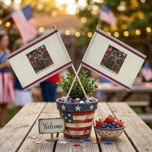 4th of July Raccoon Patriotic Handheld Flag Chill The Fourth Out TS14 Modern 8.2" × 5.5" Beige Red Print Your Wear
