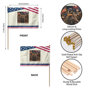 4th of July Raccoon Patriotic Handheld Flag Chill The Fourth Out TS14 Print Your Wear