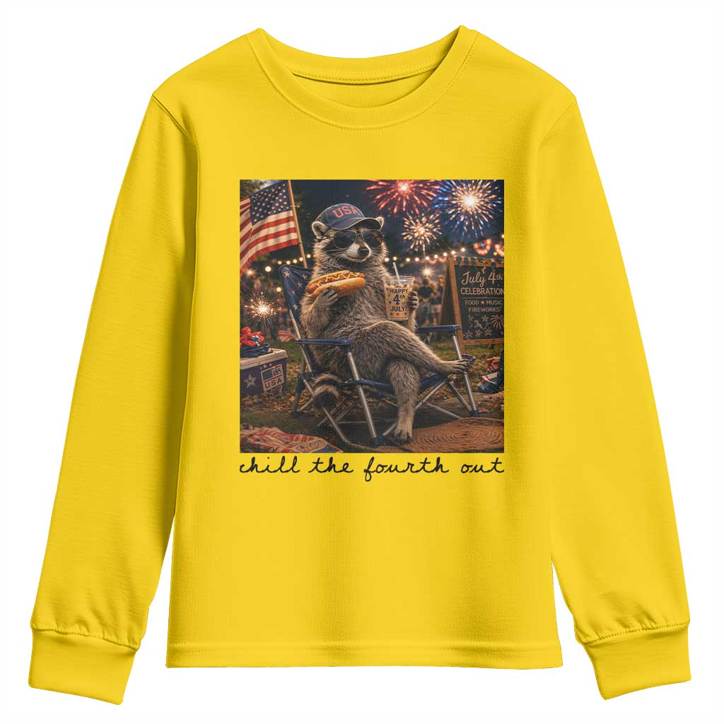 4th of July Raccoon Youth Sweatshirt Chill The Fourth Out TS14 Daisy Print Your Wear