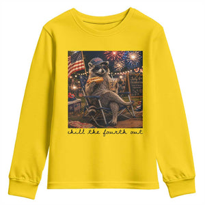 4th of July Raccoon Youth Sweatshirt Chill The Fourth Out TS14 Daisy Print Your Wear