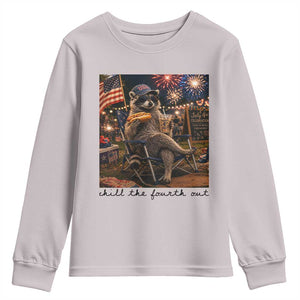 4th of July Raccoon Youth Sweatshirt Chill The Fourth Out TS14 Ice Gray Print Your Wear