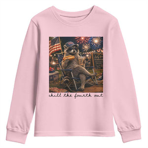 4th of July Raccoon Youth Sweatshirt Chill The Fourth Out TS14 Light Pink Print Your Wear