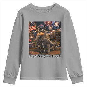 4th of July Raccoon Youth Sweatshirt Chill The Fourth Out TS14 Sport Gray Print Your Wear