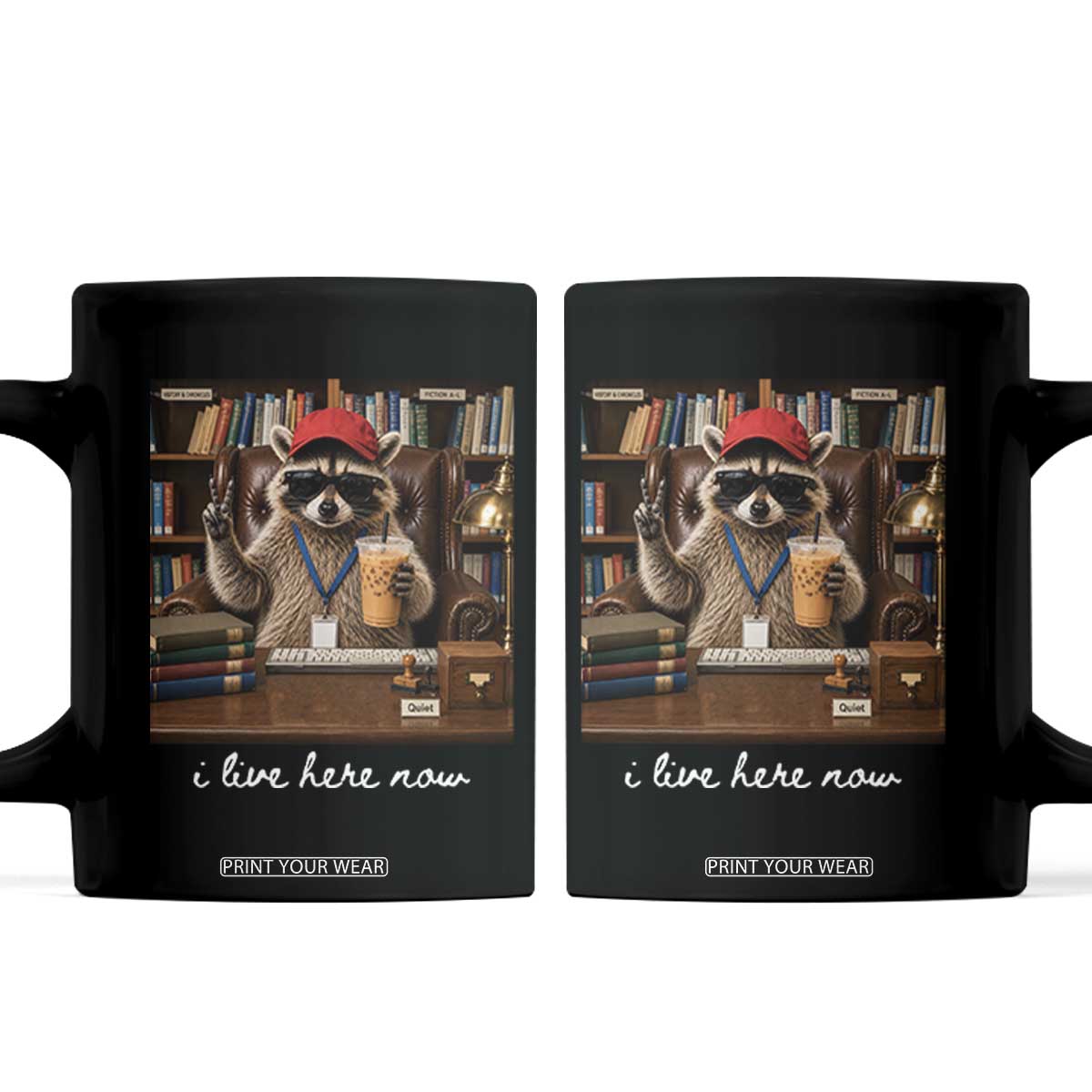 School Librarian Coffee Mug I Live Here Now Back to School
