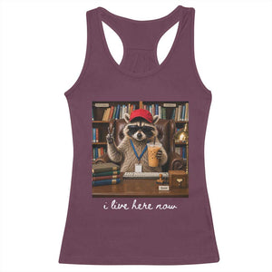 School Librarian Racerback Tank Top I Live Here Now Back to School