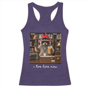 School Librarian Racerback Tank Top I Live Here Now Back to School