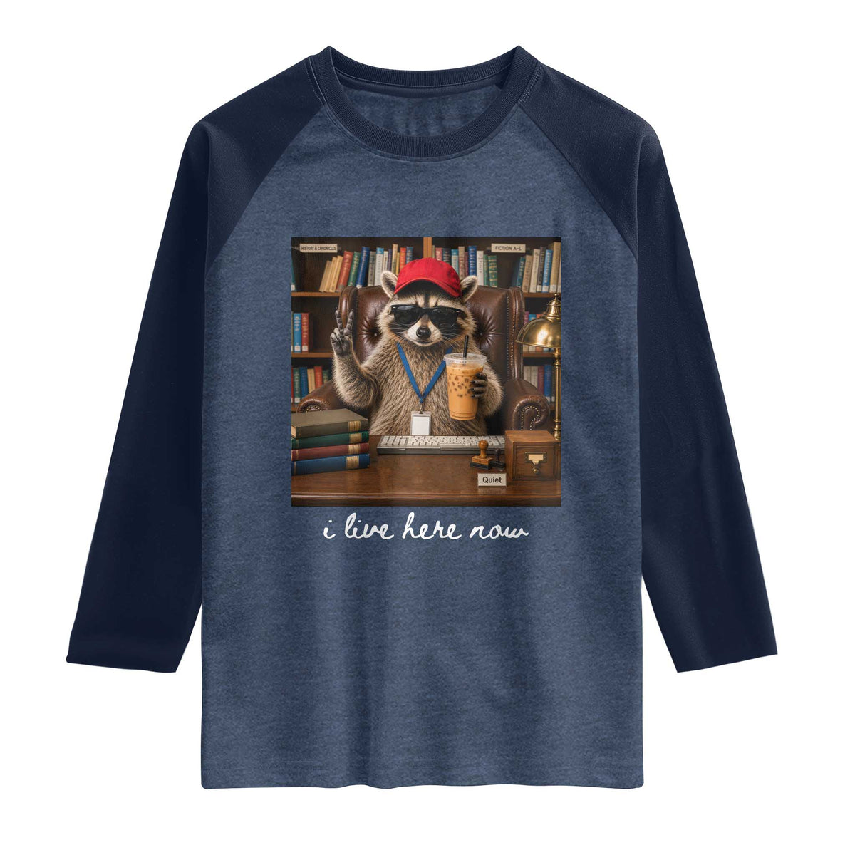School Librarian Raglan Shirt I Live Here Now Back to School