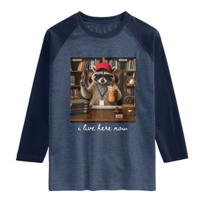 School Librarian Raglan Shirt I Live Here Now Back to School