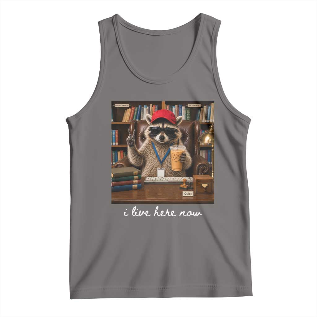 School Librarian Tank Top I Live Here Now Back to School