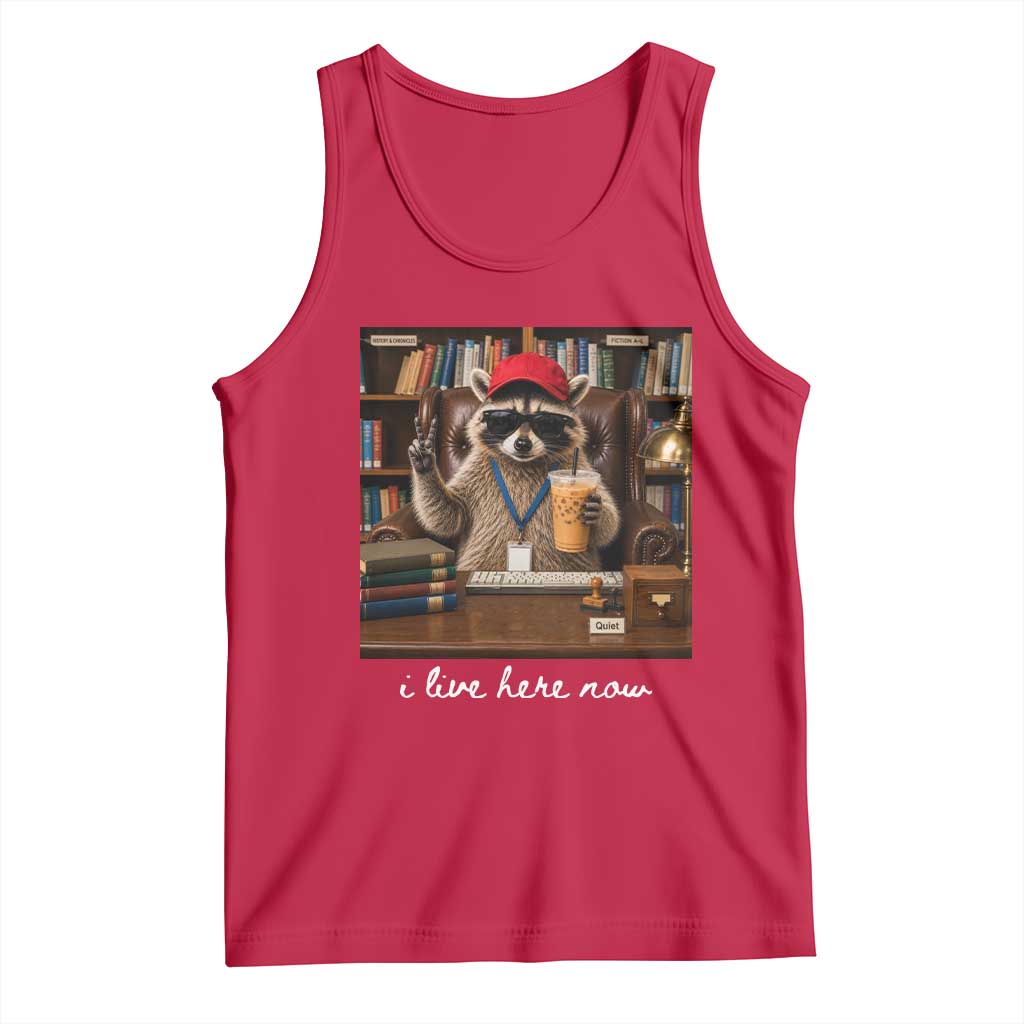 School Librarian Tank Top I Live Here Now Back to School
