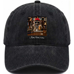 School Librarian Washed Cotton Baseball Cap I Live Here Now Back to School