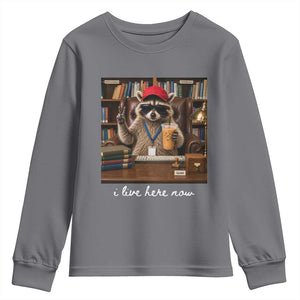 School Librarian Youth Sweatshirt I Live Here Now Back to School