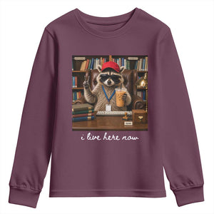School Librarian Youth Sweatshirt I Live Here Now Back to School