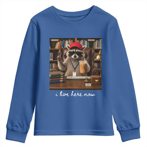 School Librarian Youth Sweatshirt I Live Here Now Back to School