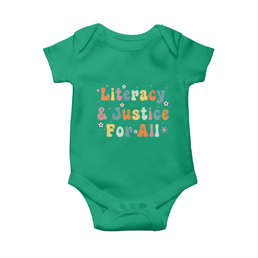 Literacy Justice for All Stop Book Banning Protect Librarian Baby Onesie TS14 Irish Green Print Your Wear