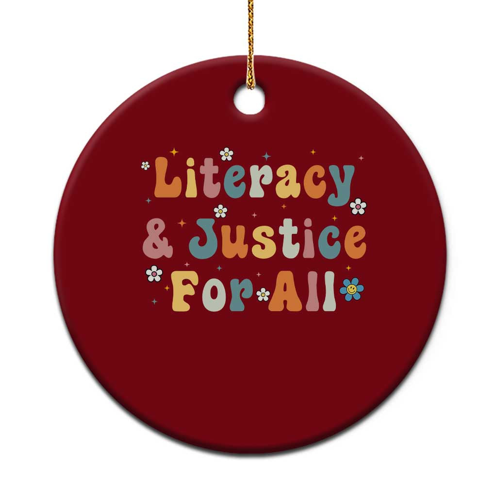 Literacy Justice for All Stop Book Banning Protect Librarian Ceramic Ornament TS14 1pc Red Print Your Wear