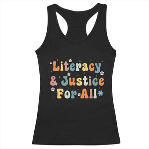 Literacy Justice for All Stop Book Banning Protect Librarian Racerback Tank Top TS14 Black Print Your Wear