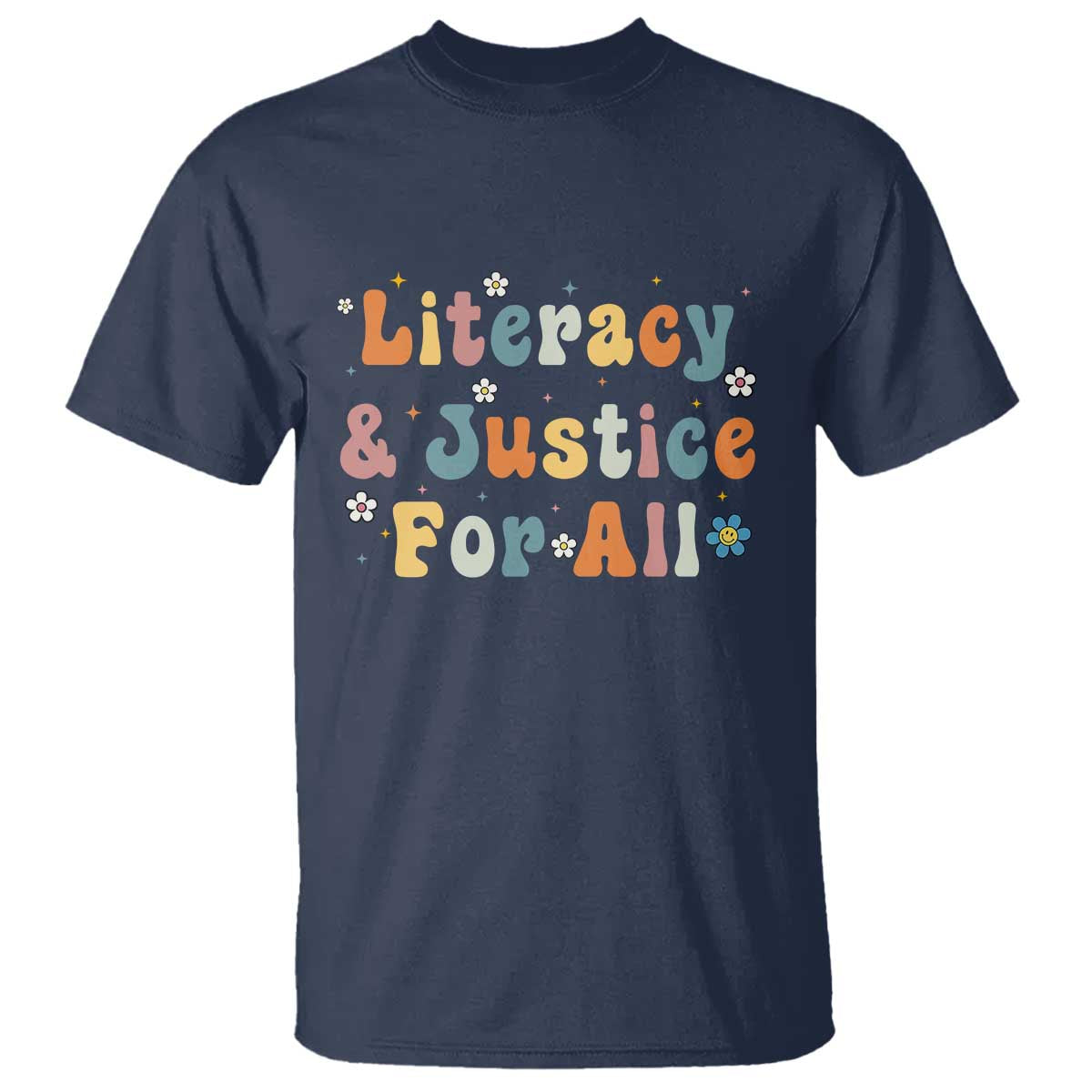 Literacy Justice for All Stop Book Banning Protect Librarian T Shirt TS14 Navy Print Your Wear