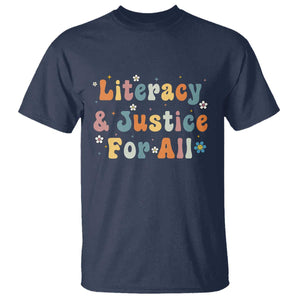Literacy Justice for All Stop Book Banning Protect Librarian T Shirt TS14 Navy Print Your Wear