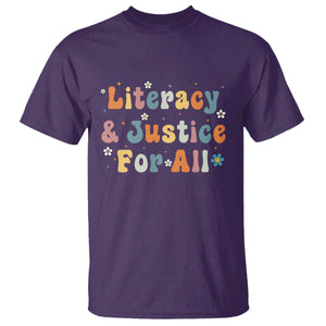 Literacy Justice for All Stop Book Banning Protect Librarian T Shirt TS14 Purple Print Your Wear
