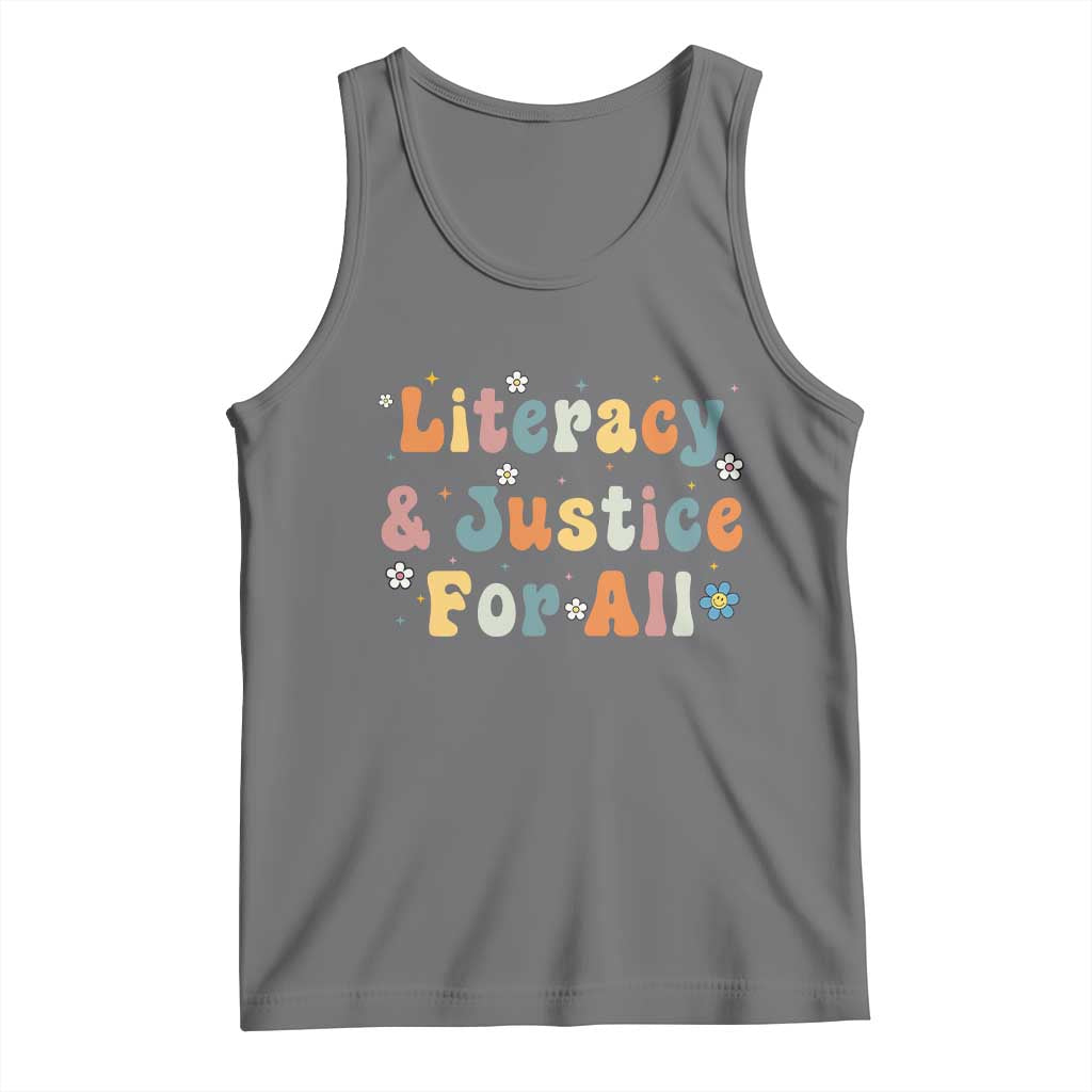 Literacy Justice for All Stop Book Banning Protect Librarian Tank Top TS14 Black Heather Print Your Wear