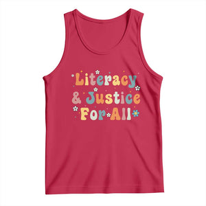 Literacy Justice for All Stop Book Banning Protect Librarian Tank Top TS14 Red Print Your Wear