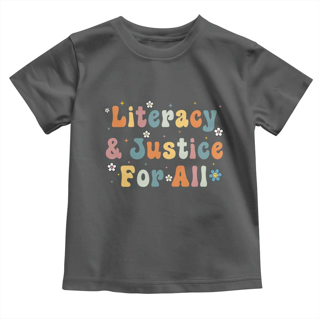 Literacy Justice for All Stop Book Banning Protect Librarian Toddler T Shirt TS14 Dark Heather Print Your Wear