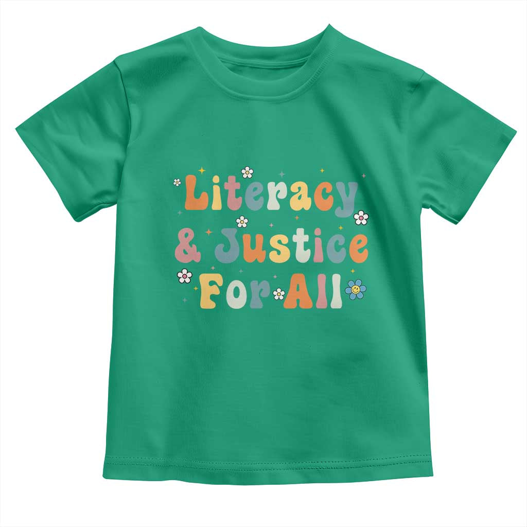Literacy Justice for All Stop Book Banning Protect Librarian Toddler T Shirt TS14 Irish Green Print Your Wear