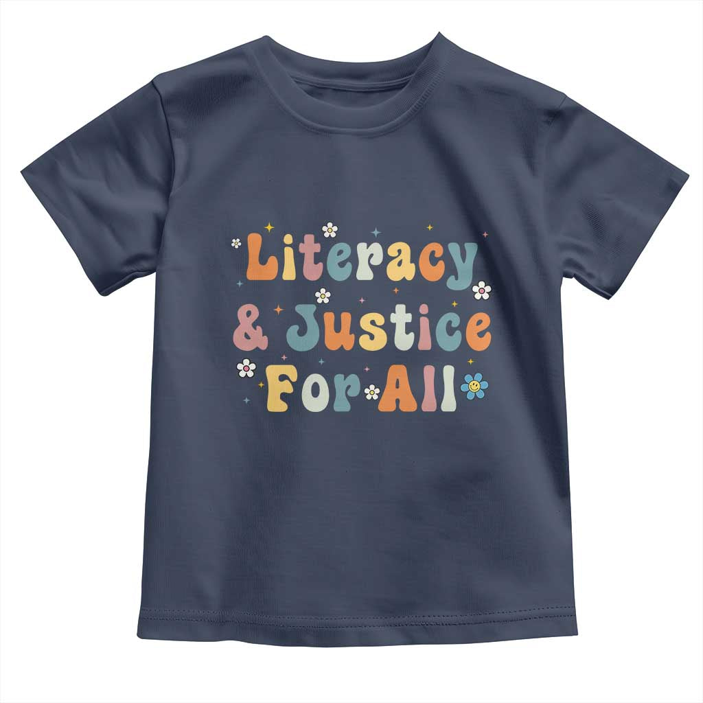 Literacy Justice for All Stop Book Banning Protect Librarian Toddler T Shirt TS14 Navy Print Your Wear