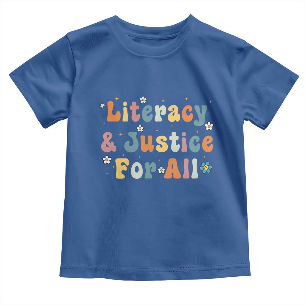 Literacy Justice for All Stop Book Banning Protect Librarian Toddler T Shirt TS14 Royal Blue Print Your Wear