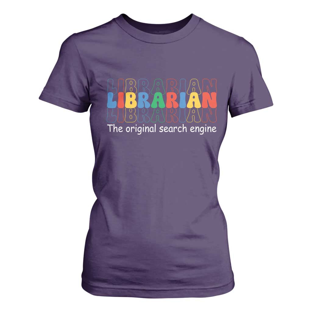 The Original Search Engine T Shirt For Women School Librarian Library Books TS14 Purple Print Your Wear