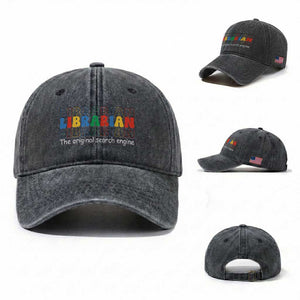 The Original Search Engine Washed Cotton Baseball Cap School Librarian Library Books TS14 Washed Cap Universal Fit Dark Gray Print Your Wear