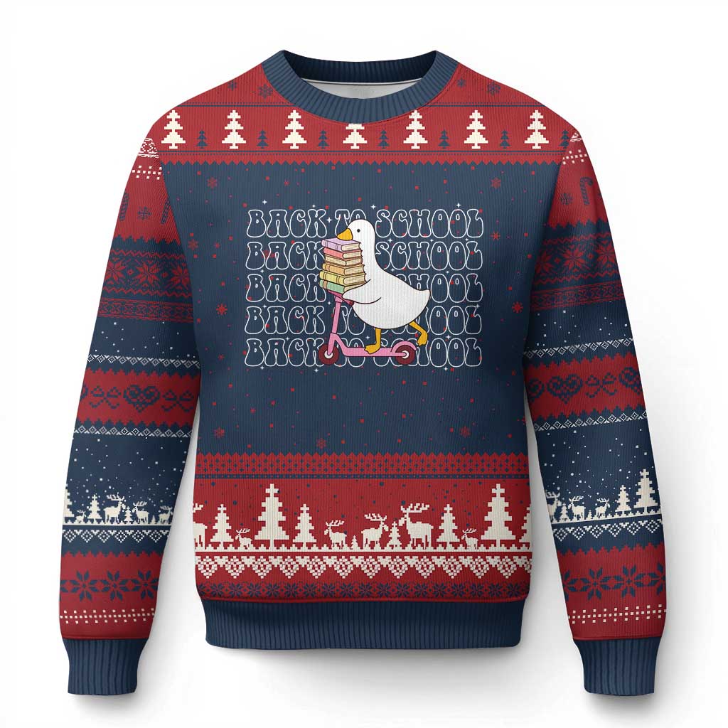 School Bus Driver Welcome Back to School Ugly Christmas Sweater TS14 Navy Red Print Your Wear