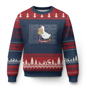 School Bus Driver Welcome Back to School Ugly Christmas Sweater TS14 Navy Red Print Your Wear
