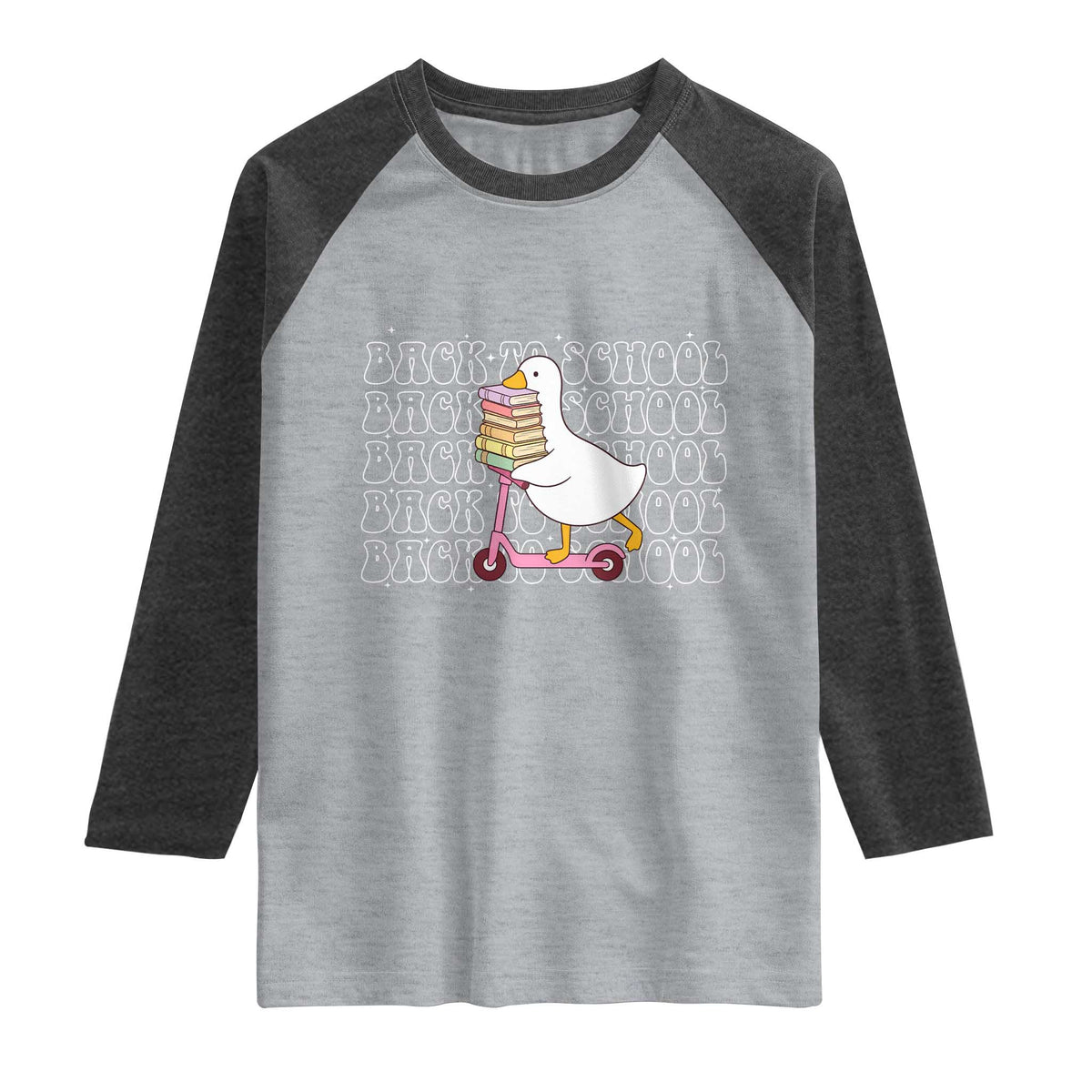 School Bus Driver Welcome Back to School Raglan Shirt TS14 Heather Gray Heather Charcoal Print Your Wear