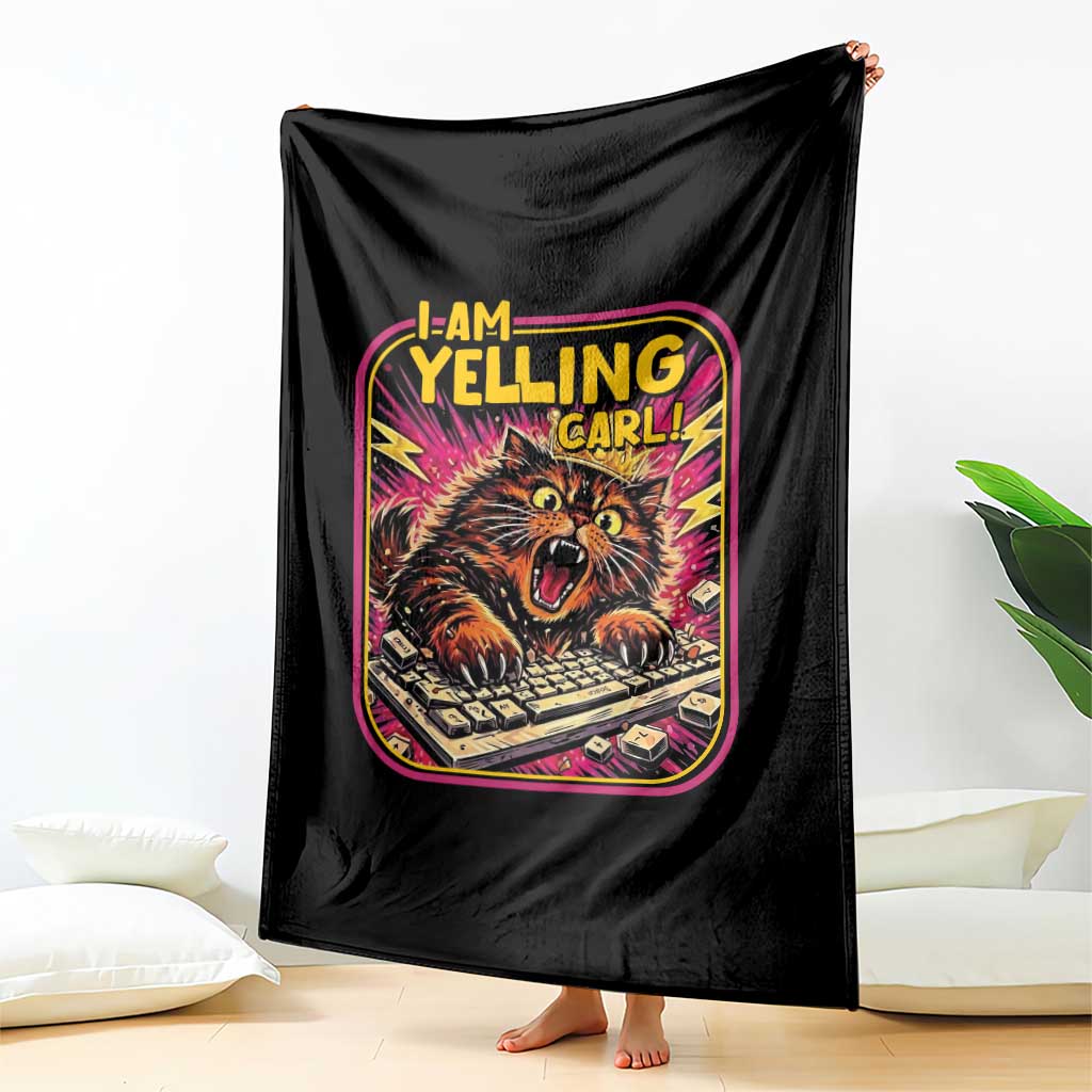 Funny I Am Yelling Carl Throw Blanket Screaming Donut Cat Meme