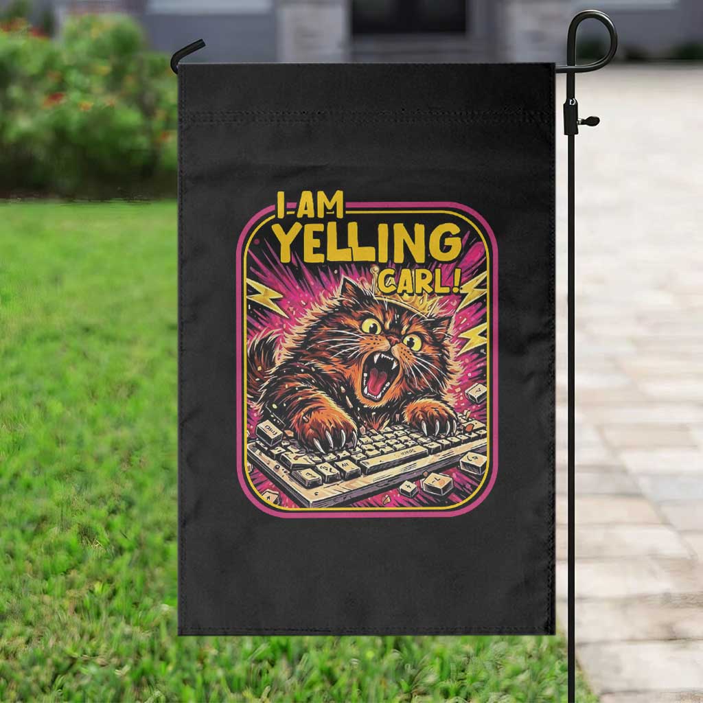 Funny I Am Yelling Carl Garden Flag Screaming Donut Cat Meme