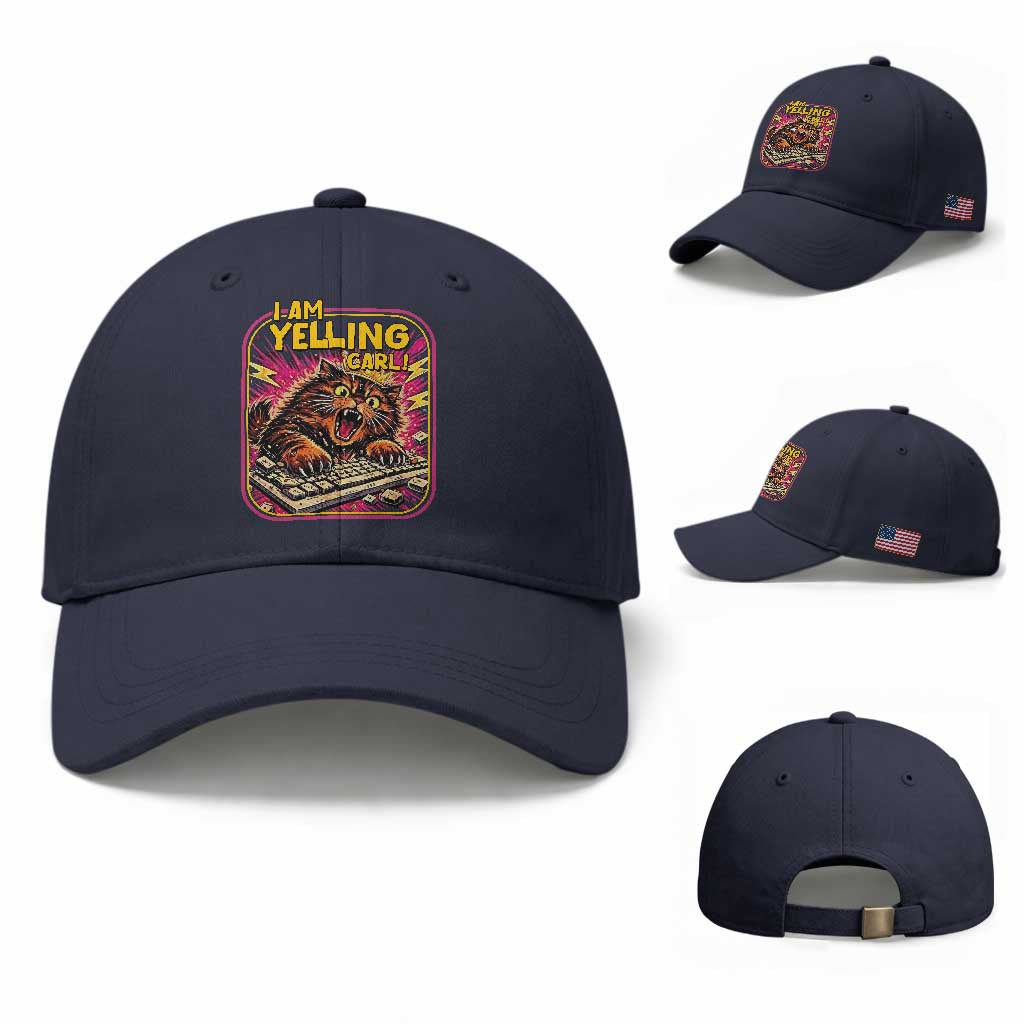 Funny I Am Yelling Carl Baseball Cap Screaming Donut Cat Meme
