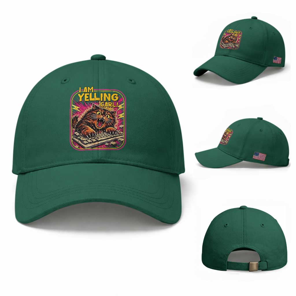 Funny I Am Yelling Carl Baseball Cap Screaming Donut Cat Meme