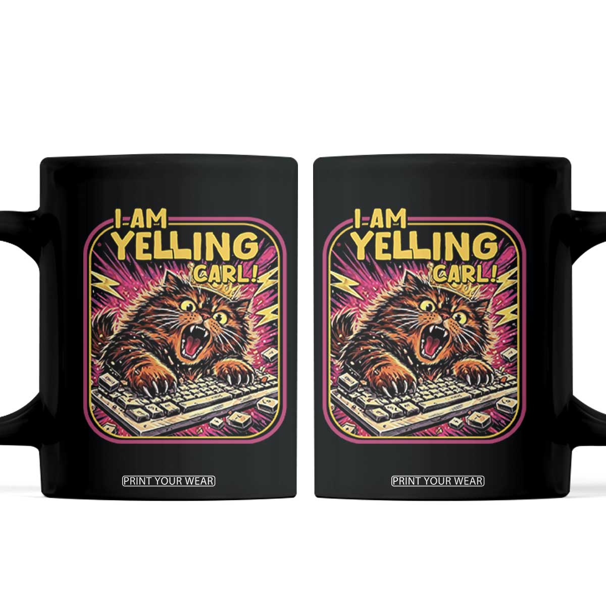 Funny I Am Yelling Carl Coffee Mug Screaming Donut Cat Meme