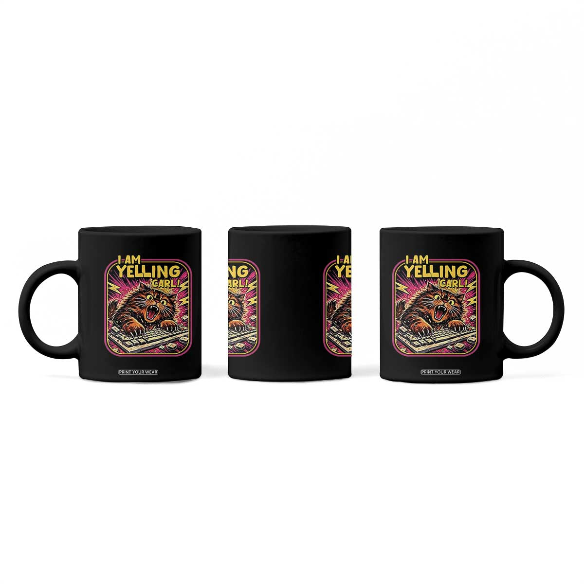 Funny I Am Yelling Carl Coffee Mug Screaming Donut Cat Meme