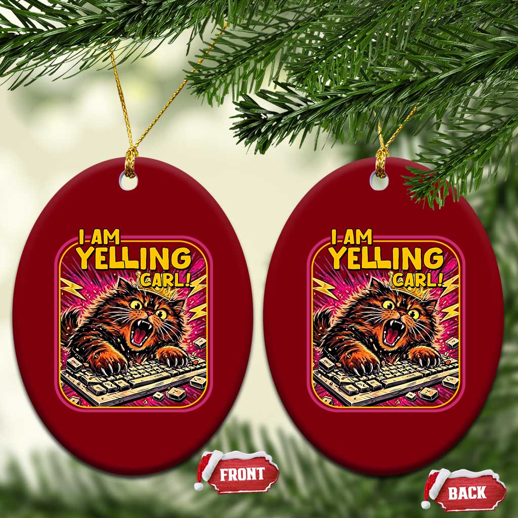 Funny I Am Yelling Carl Ceramic Ornament Screaming Donut Cat Meme