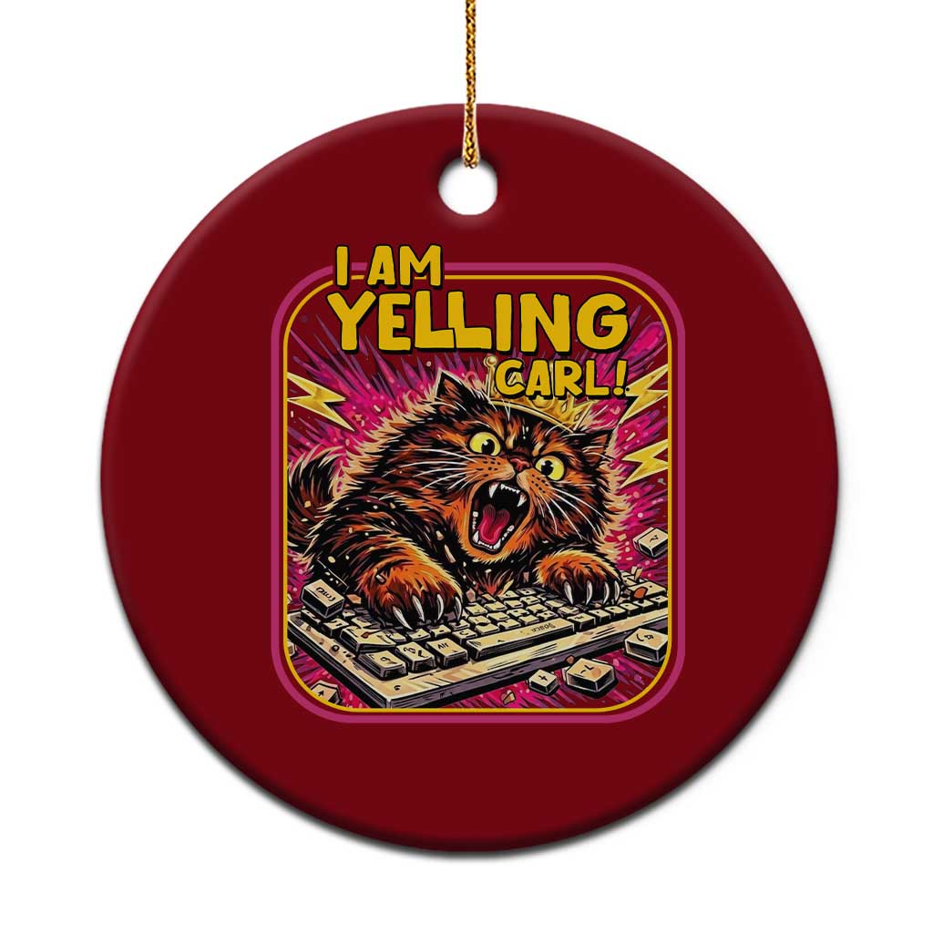 Funny I Am Yelling Carl Ceramic Ornament Screaming Donut Cat Meme