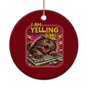 Funny I Am Yelling Carl Ceramic Ornament Screaming Donut Cat Meme