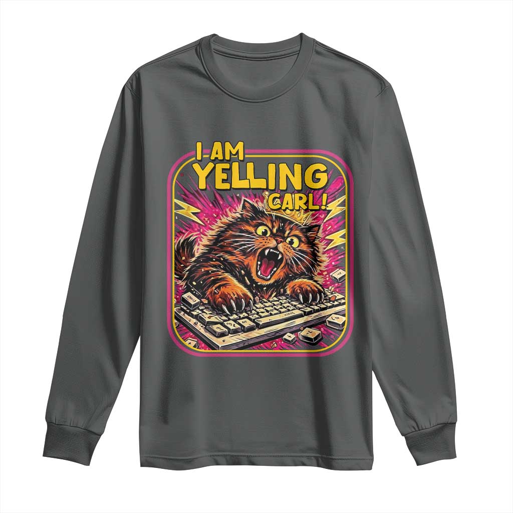 Funny I Am Yelling Carl Long Sleeve Shirt Screaming Donut Cat Meme