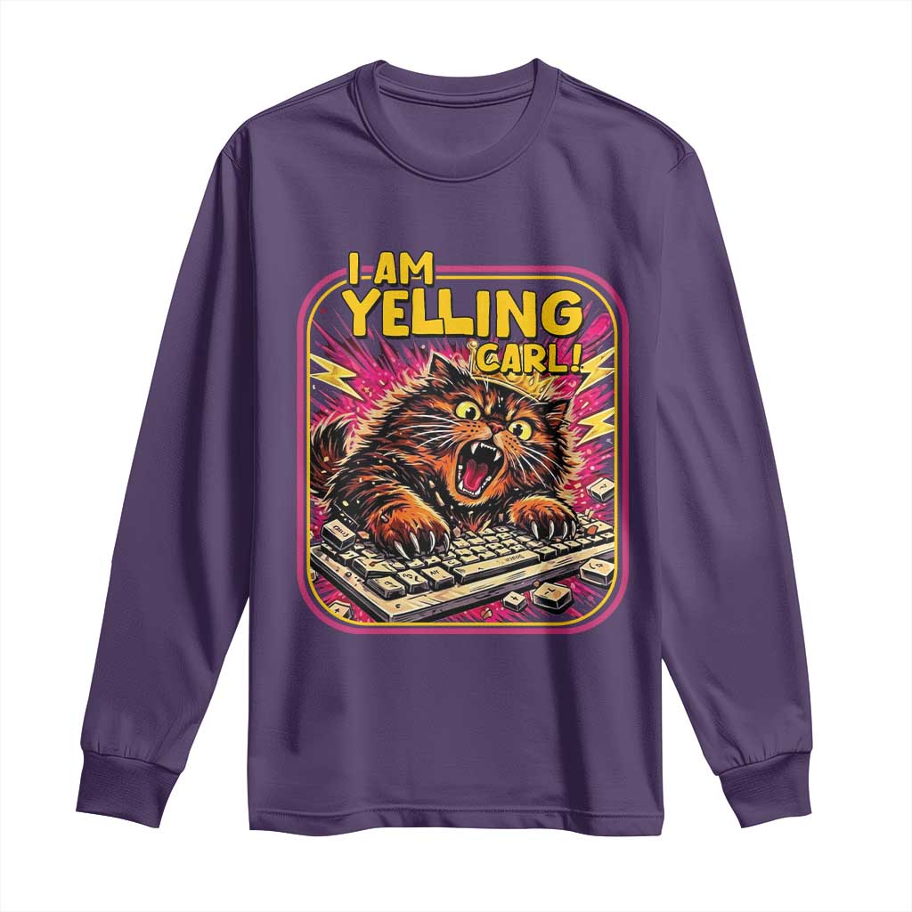 Funny I Am Yelling Carl Long Sleeve Shirt Screaming Donut Cat Meme