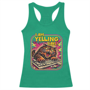 Funny I Am Yelling Carl Racerback Tank Top Screaming Donut Cat Meme