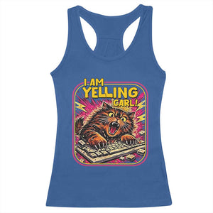 Funny I Am Yelling Carl Racerback Tank Top Screaming Donut Cat Meme