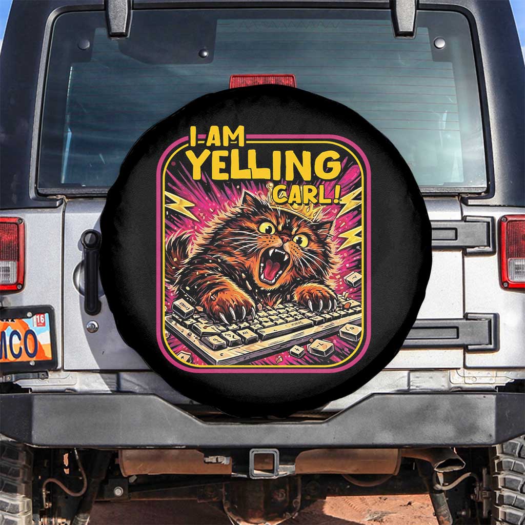 Funny I Am Yelling Carl Spare Tire Cover Screaming Donut Cat Meme